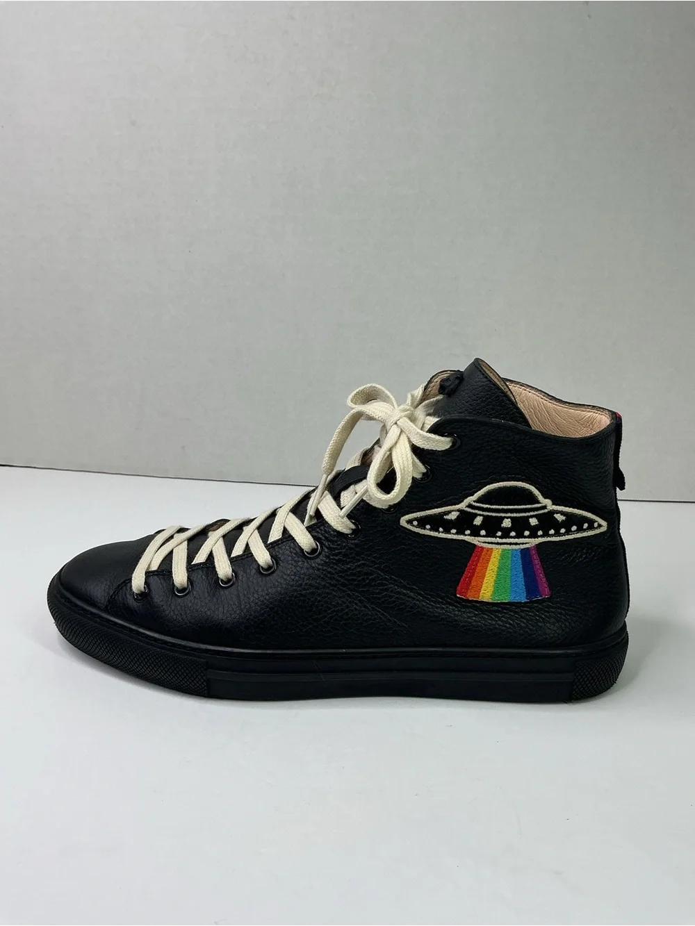 Gucci black leather high-top sneakers